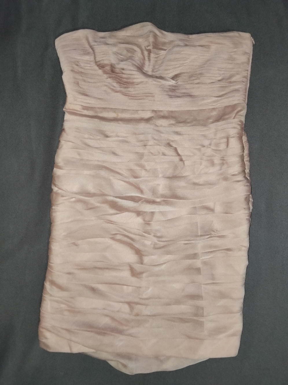 Monique Lhuillier Strapless Blush Chiffon Ruched Dress
